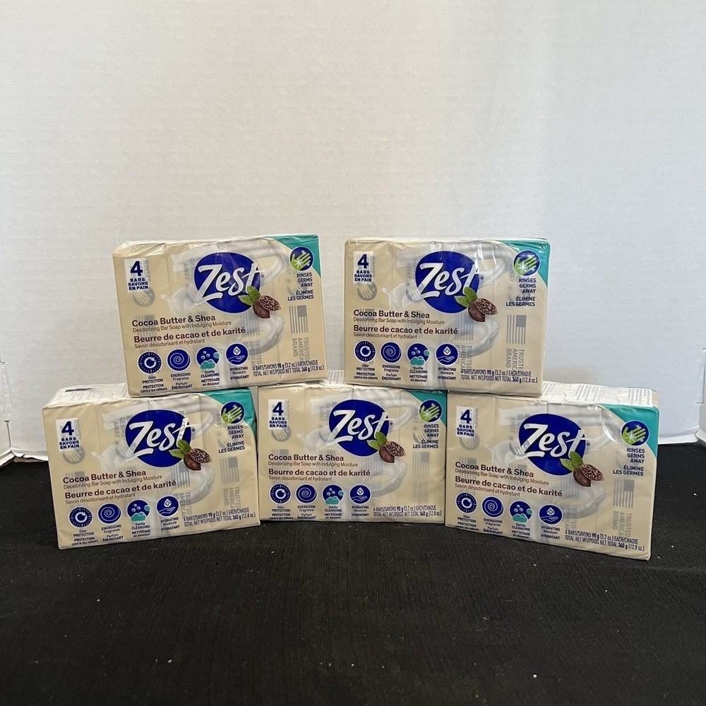 20 Zest 3.2oz‎ Each COCOA BUTTER & SHEA Hydrating & Deodorizing Bar Soap